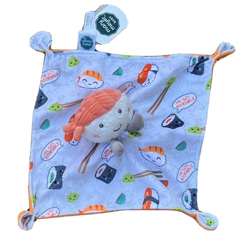 Mary Meyer Sushi Soothie Baby Lovey Blanket Orange Knotted Like Corners New